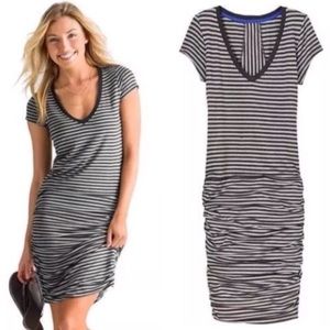 Athleta Topanga striped ruched dress